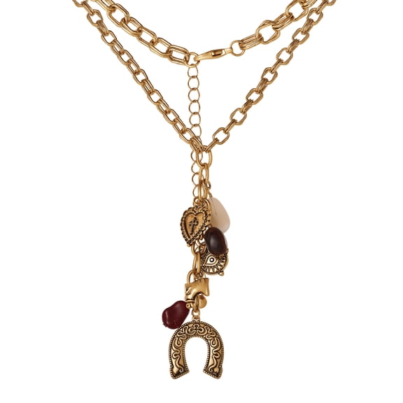 Jessica Simpson Women's Horseshoe Western Charm Necklace, 18"   3" Extender