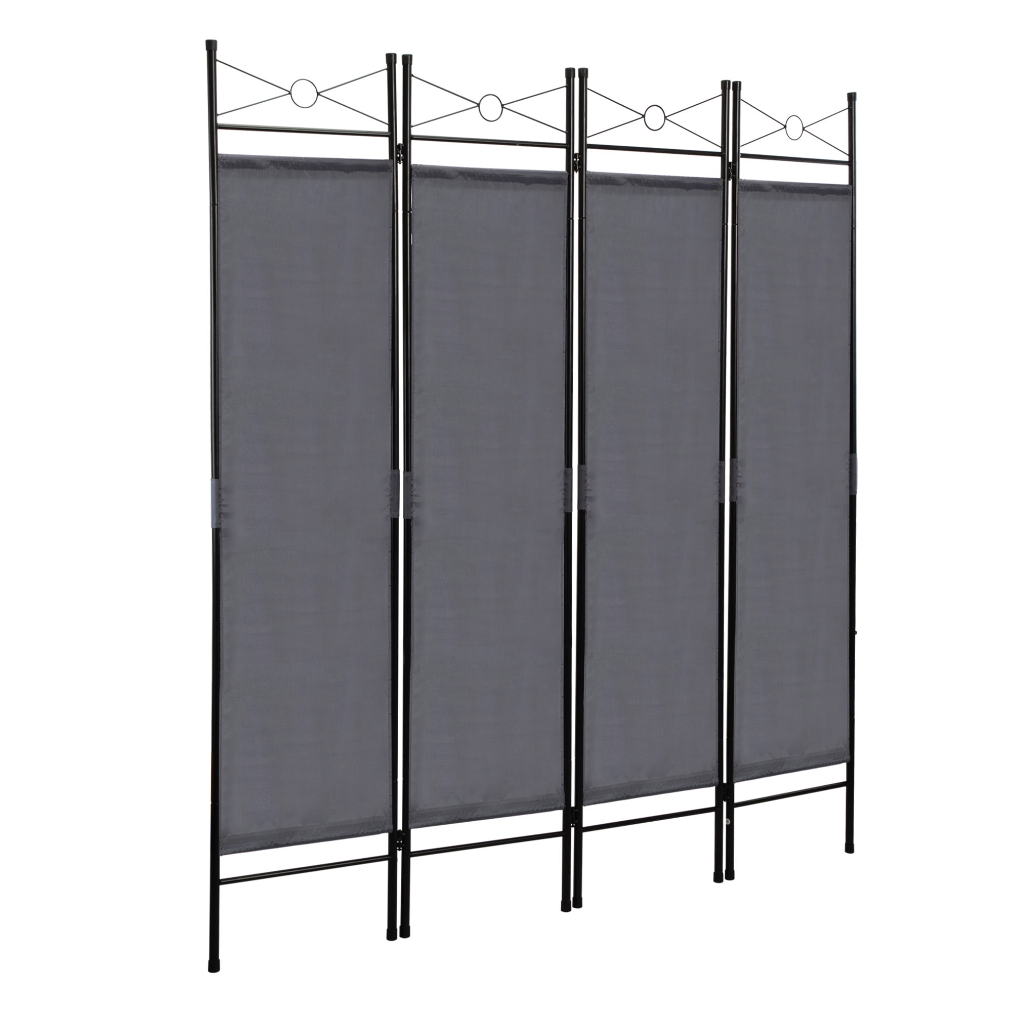 Kadyn 4 Panel Room Privacy Screen Black Fabric, Folding Indoor Divider for Home Office Room Divider, Gray