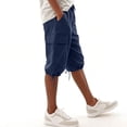 thumbnail image 6 of Womens Cargo Bermuda Pants Summer Lightweight Quick Dry Hiking Pants Elastic Waist Pull On Cropped Pants with Pockets for Travel,Navy,M, 6 of 7