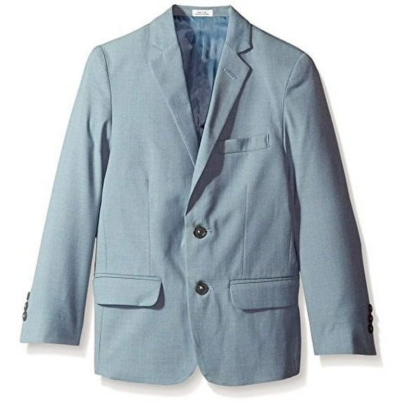 Calvin Klein Big Boys' Striated Sharkskin Jacket, Medium Teal, 10