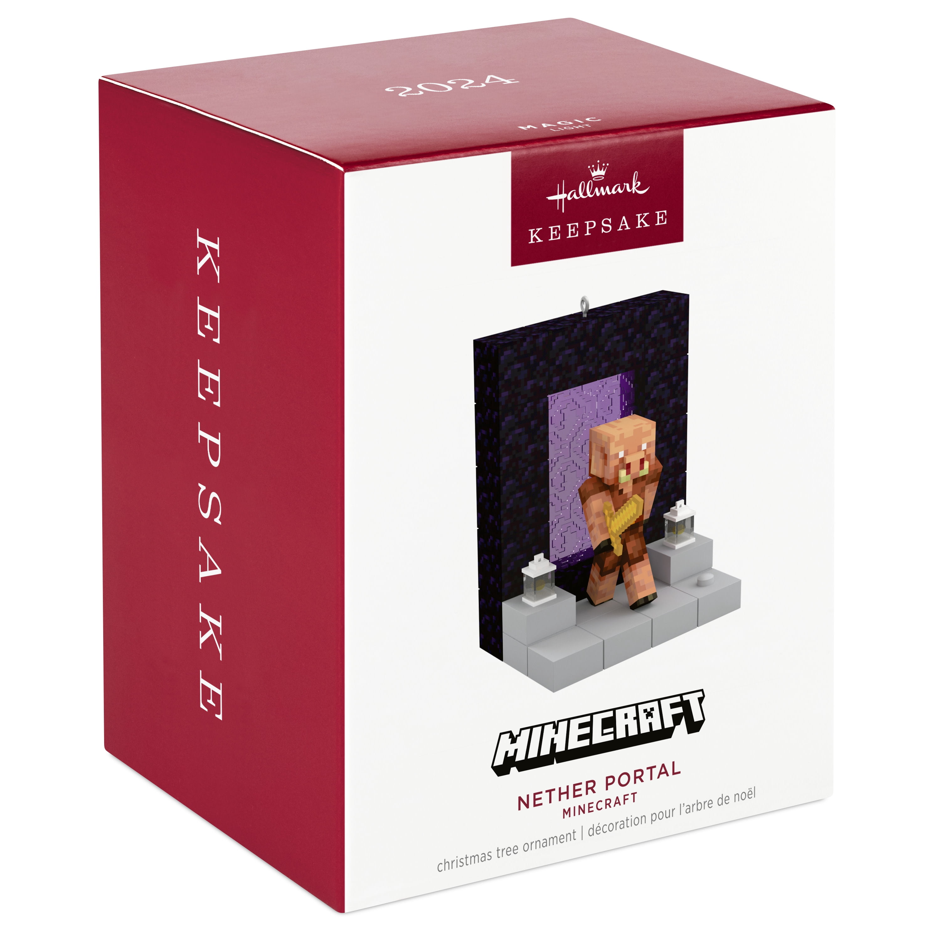 Hallmark Keepsake Minecraft Nether Portal Christmas Ornament, Lights Up, 1 Count, 3.47 x 4.34 x 2.9 Inches