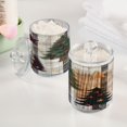 thumbnail image 5 of WOBOGO Christmas Trees on Black Lines Pattern Transparent Plastic Jar 2pcs Cotton Swabs Balls Pads Floss Stick Dispenser Bathroom Vanity Storage Organizer, 5 of 7