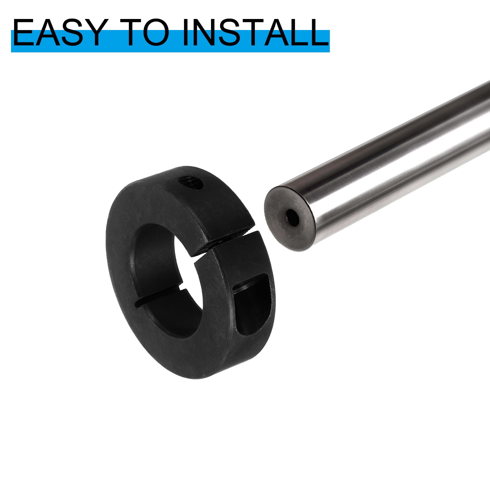 45#Carbon Steel Bore 35mm Single Split Shaft Collar 57mm OD 15mm Thickness with Set Screw, Black 2 Pack