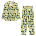 thumbnail image 6 of FOR U DESIGNS Flower Lemon Long Sleeve Button Up Pajama Tops for Women Sleepwear Long Sleeve 2PCS Size L Womens Button Down Jogger Pants Nightwear Sets Button Front, 6 of 7