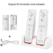 Techken Dual Charging Dock for Nintendo Wii U,2 Rechargeable Batteries Compatible w/ Nintendo Wii U Controller White