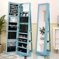 thumbnail image 2 of Costway 360° Rotatable Jewelry Cabinet Armoire 2-in-1 Lockable Mirrored Blue, 2 of 9