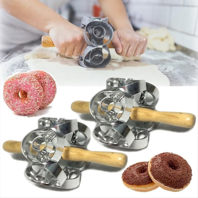 Molde para Donas, Cortador de Galletas para Donas, Molde para Galletas con Cortador de Donas Antiadherente de 6 Cavidades, Herramientas Profesionales para Hornear Masa