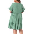thumbnail image 4 of DARING DIVA Women's Plus Size Ruffle Short Sleeve A Line Midi Casual Dress 4X Lake Green, 4 of 6
