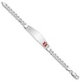 thumbnail image 2 of White Sterling Silver bracelet Medical Curb Red 8 in 6 mm, 2 of 4