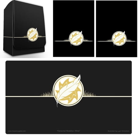 Max Pro Iconic Elemental White Sun Deck Box , Playmat and 100 Shuffle-Tech Sleeves (fits MTG / Force of Will)