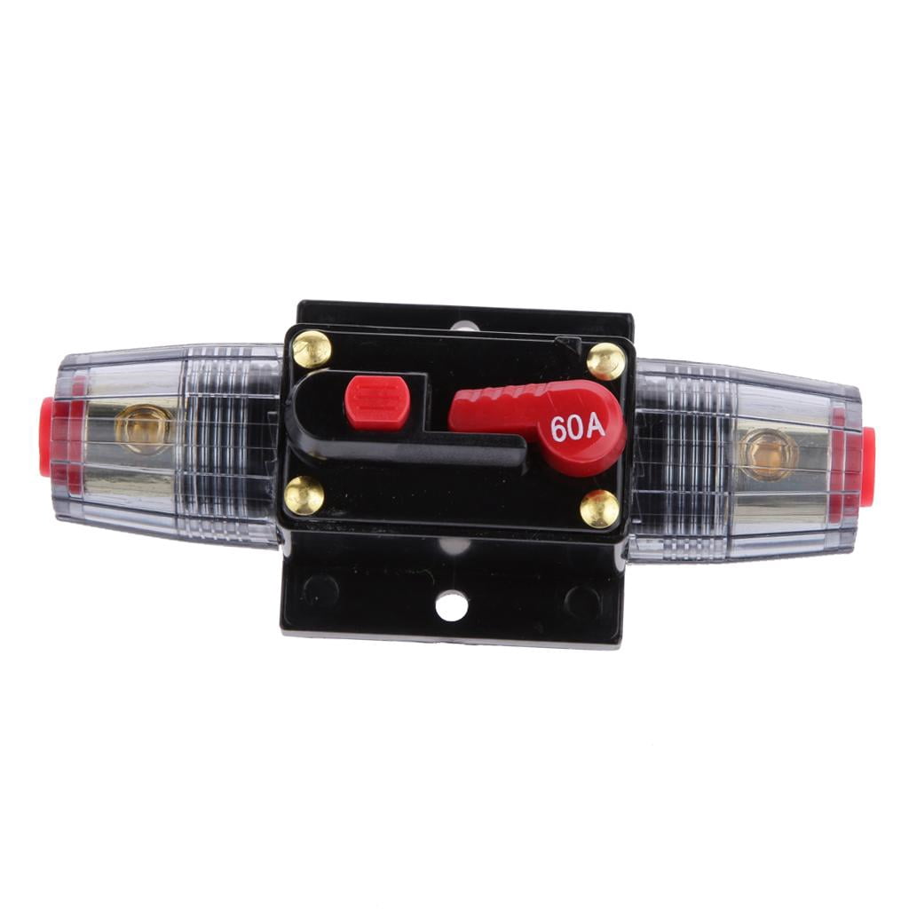 Wzmzjy 60A+30A Auto Car Protection Stereo Switch Fuse Holders Inline Circuit Breaker Reset Fuse Inverter For Car Audio System Protection 12V-24V DC