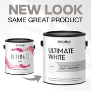 Evolve Ultimate Latex White Paint & Primer with Flat Finish, Interior/Exterior, 5 Gallon