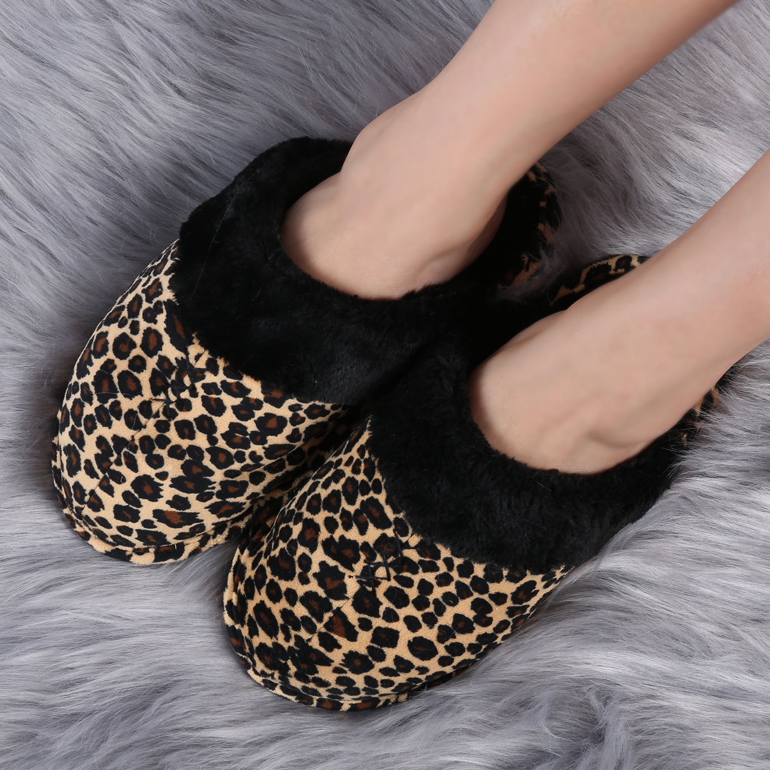 Women’s Cozy Leopard Slippers – Fluffy, Comfortable, and Non-Slip for Home & Lounge Wear