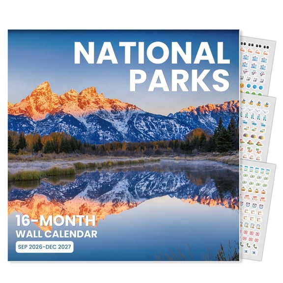 SUNEE Calendar 2026-2027 for Wall, 2027 Large Wall calendar 12x12 Inches with 16 Months from September 2026 to December 2027, Thick Glossy Paper, 12" x 24" (Open), World National Parks v1