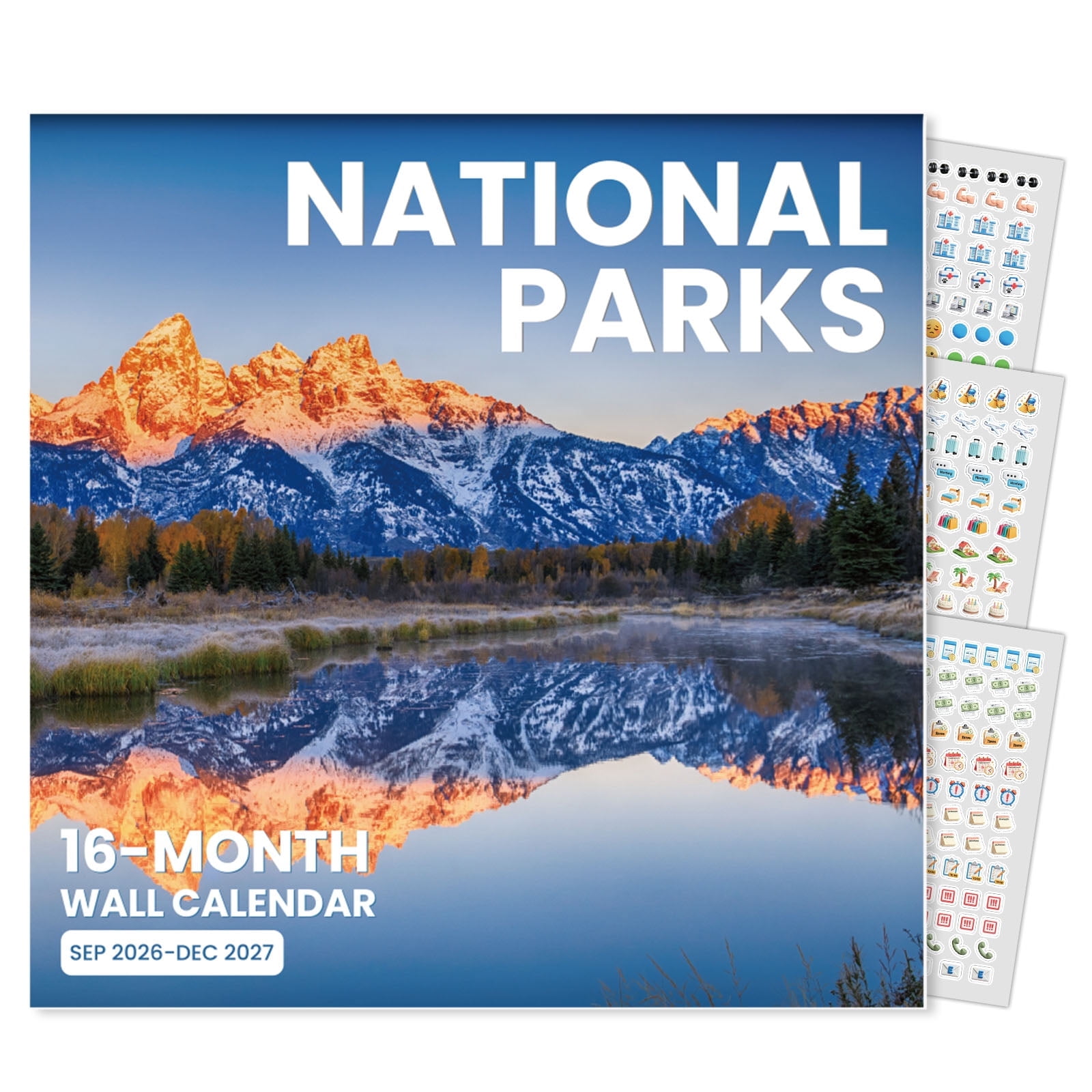 SUNEE Calendar 2026-2027 for Wall, 2027 Large Wall calendar 12x12 Inches with 16 Months from September 2026 to December 2027, Thick Glossy Paper, 12" x 24" (Open), World National Parks v1