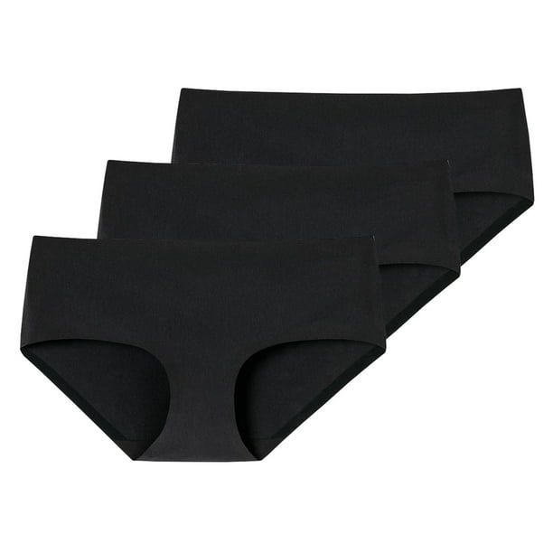 SCHIESSER panty para damas, paquete de 3 - Algodón invisible, sin costuras, paquete de ventajas Negro/Negro/Negro M (Medium)