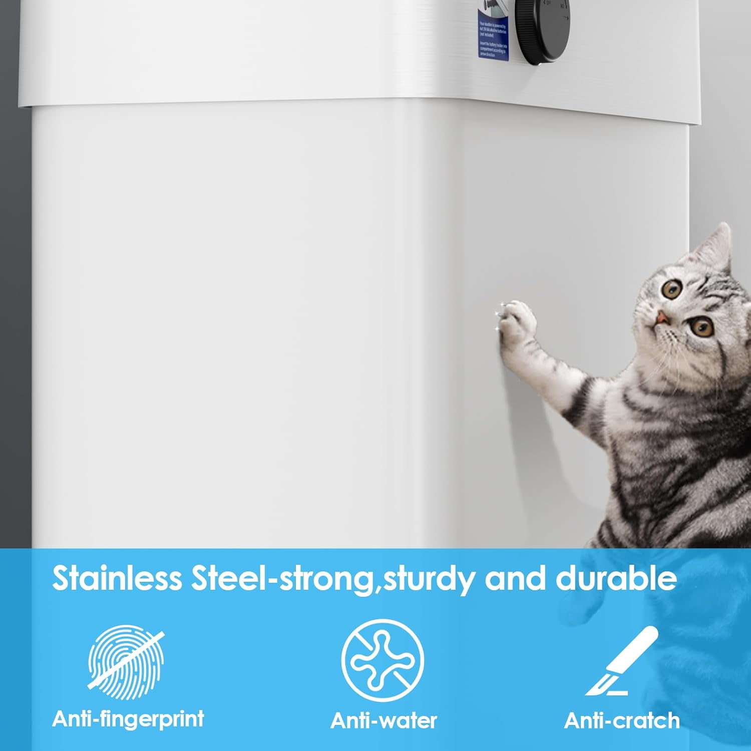 LAZY BUDDY 21Gal Automatic Trash Can Motion Sensor Garbage Can Smart Waste Bin W/ Soft Close Lid, Stainless Steel Garbage Bin (Silver, 80L)