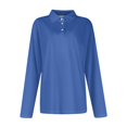 thumbnail image 3 of Mohiass Long Sleeve Polo Shirts for Women 2024 Winter Fall Tops Button V Neck Business Casual Collared Shirts Dressy Blouses Blue 2XL, 3 of 5