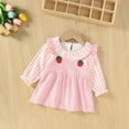 thumbnail image 2 of ZACPNCV Girls Long Sleeve Dress Fall Winter Ruffle Peter Pan Collar Front Button Casual Cotton Dresses Pink 12-18 Months, 2 of 9