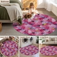 thumbnail image 5 of Round Area Rugs Collection 5 Ft, Cherry Blossom Non-Slip Residential Carpet, Pink Purple Flowers Modern Oil Painting Art Indoor Crawling Mats Runner Rugs for Living Room/Dining Room/Bedroom, 5 of 8