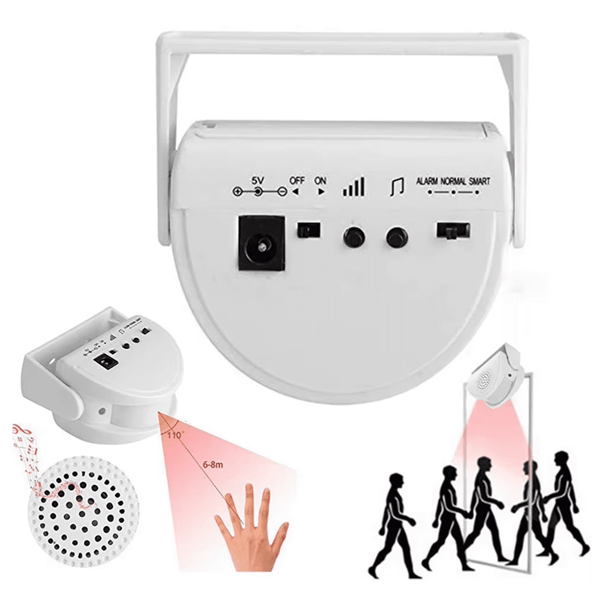 4X Wireless Guest Welcome Chime Alarm Door Bell 32Song PIR Motion Sensor,4 x wireless guest doorbell sensor (without 3xAAA batteries),White