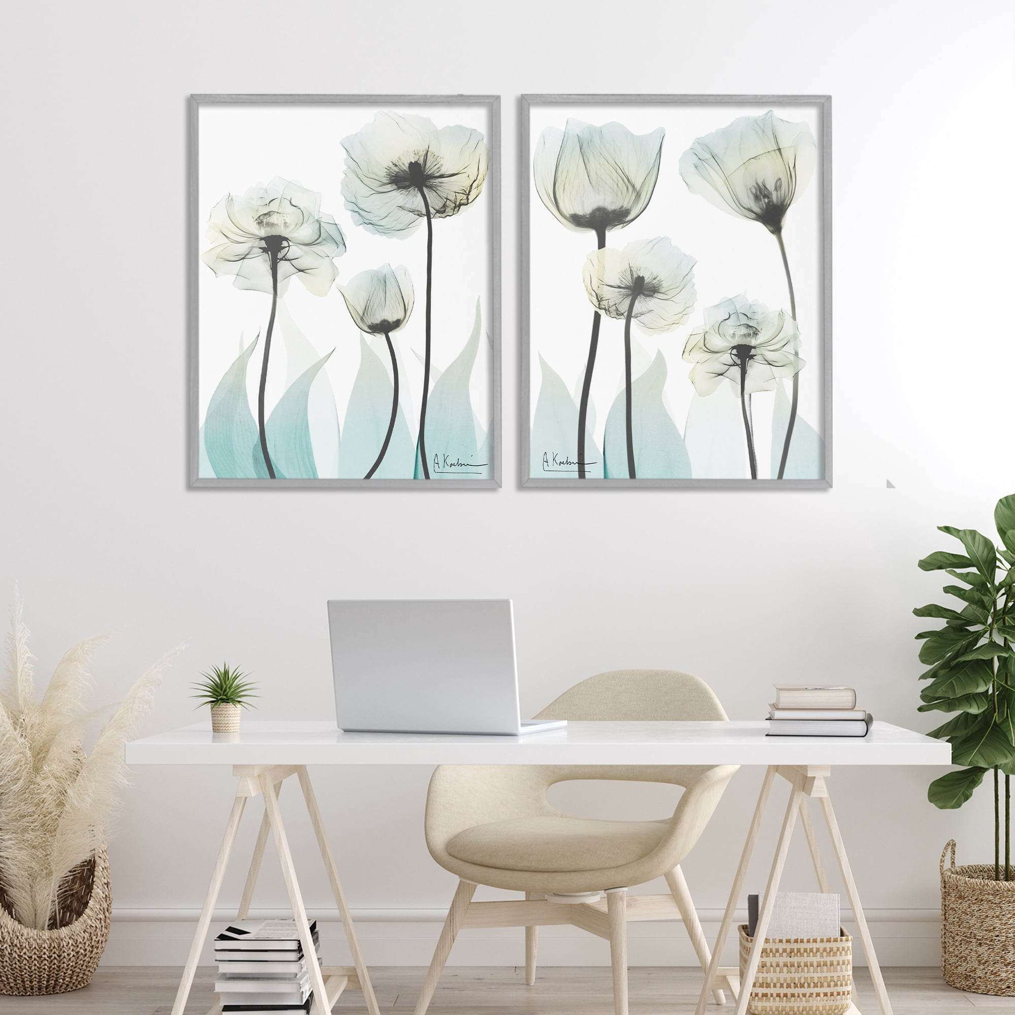 Stupell Industries Luxury Of Creation Flowers 2 Piece Gray Framed Giclee Art Set, design by Albert Koetsier