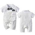 thumbnail image 1 of 2019 Mode Nouveau-Né Garçon Manches Courtes Coton Gentleman Rompers Denim Bodysuit 3-24M, 1 of 4