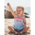thumbnail image 6 of BemeyourBBs Newborn Baby Girl Ice Cream One Piece Swimsuit Infant Girls Bathing Suit Rash Guard Embroidery Striped Ruffled Trim Tie Shoulder Swimwear Summer Beachwear, 6 of 9