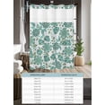 thumbnail image 6 of No Hook Cloth Fabric Shower Curtain with Snap in Liner, Paisley Floral Waterproof Shower Curtains Set with See Through Top Window, Teal Boho Ethnic Vintage Tribal Bath Curtains Shower 48"x72", 6 of 6