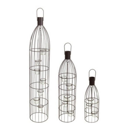 UPC 257554374143 product image for Set of 3 Espresso Brown Wire Bottle Frame Decorative Tea Light Holders 39