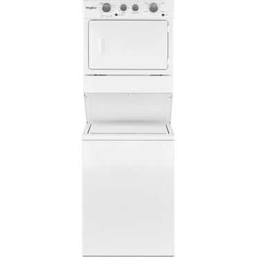 Whirlpool® WET4027HW -3.5 Cu. ft Electric Stacked Laundry Center 9 Wash cycles and Auto Dry™ - Depth: 28 3/8” - Height: 40 1/2” - Width: 29” - HE Soap Certified - Xpert System