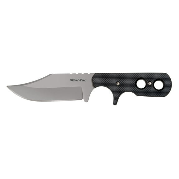 Cold Steel Mini Tac Bowie Fixed Blade Knife, Plain edge, 8Cr13MoV Steel with Secure-Ex™ Sheath and G-10 Styled Griv-Ex Handle