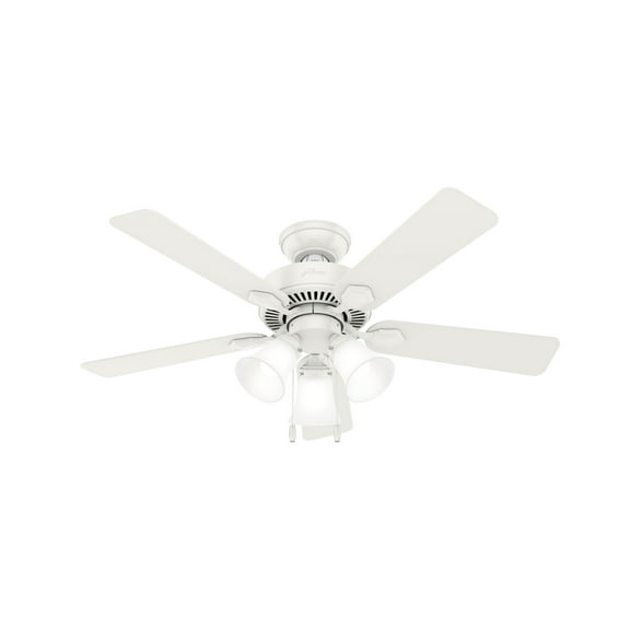 Hunter - Swanson Indoor Ceiling Fan With Light, 44-inch, Fresh White, Traditional-style, 3-speed WhisperWind Motor, 50885, for living rooms, bedrooms, home offices, kitchens