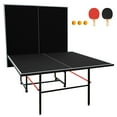 thumbnail image 2 of 9ft Mid-Size Table Tennis Table Foldable & Portable Ping Pong Table Set for Indoor Games with Net, 2 Paddles and 3 Balls, 2 of 9