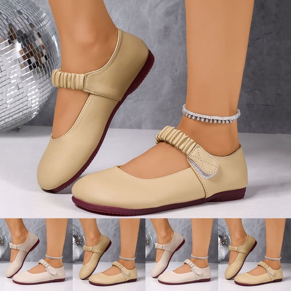HVOBTTY Women's Summer and Spring Fashion Casual Solid Color Soft Upper Soft Sole Closed Toe Flat Heel Outdoor Walking Shoes Beige, 38