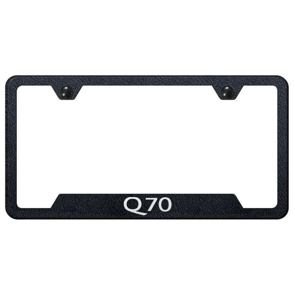 Infiniti Q70 Laser Etched Logo Cut-Out License Plate Frame (Rugged Black)