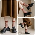 thumbnail image 4 of 5Pairs Wool Socks for Women Thick Knit Vintage Cute Floral Crew Socks, 4 of 6