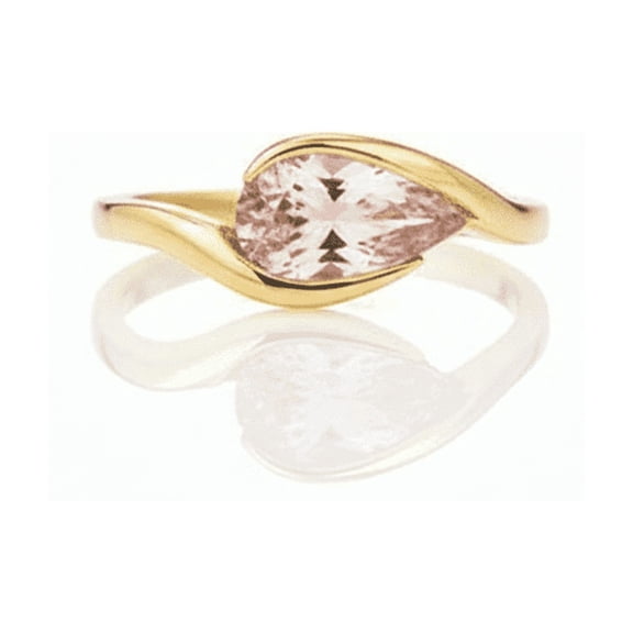 2 Ct Pear Cut Pink Morganite Solitaire Unique Engagement Ring, Minimalist Half Bezel Set jewelry, Stackable Ring, May Birthstone Ring, Anniversary Ring.