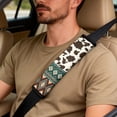 thumbnail image 5 of Xixirimido Car Seat Protection Set 5 Pieces Breathable PU Leather Front Seat Covers with Seat Belt and Console Covers Universal Fits Most Cars, Ethnic Tribal Geometric Cowhide, 5 of 8