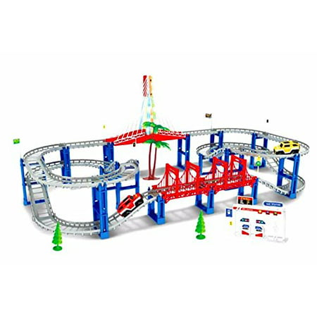 Electric RC Slot Car Racing Track Sets Dual Speed Mode Race Track for Boys and Girls - Colorful LED Lights, 2 Slot Racing