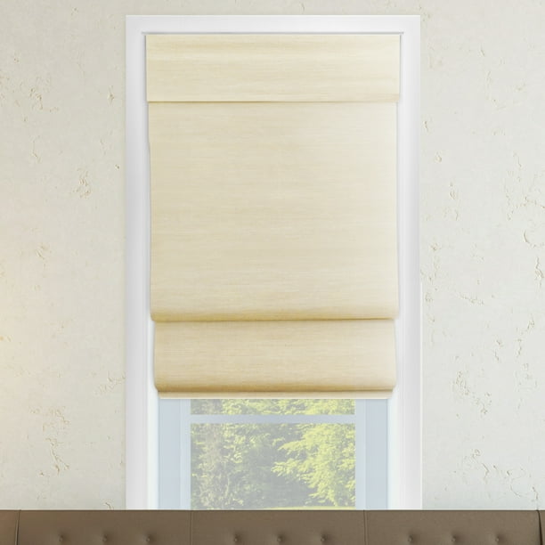 Chicology Privacy & Natural Woven Cordless Double Layered Roman Shades