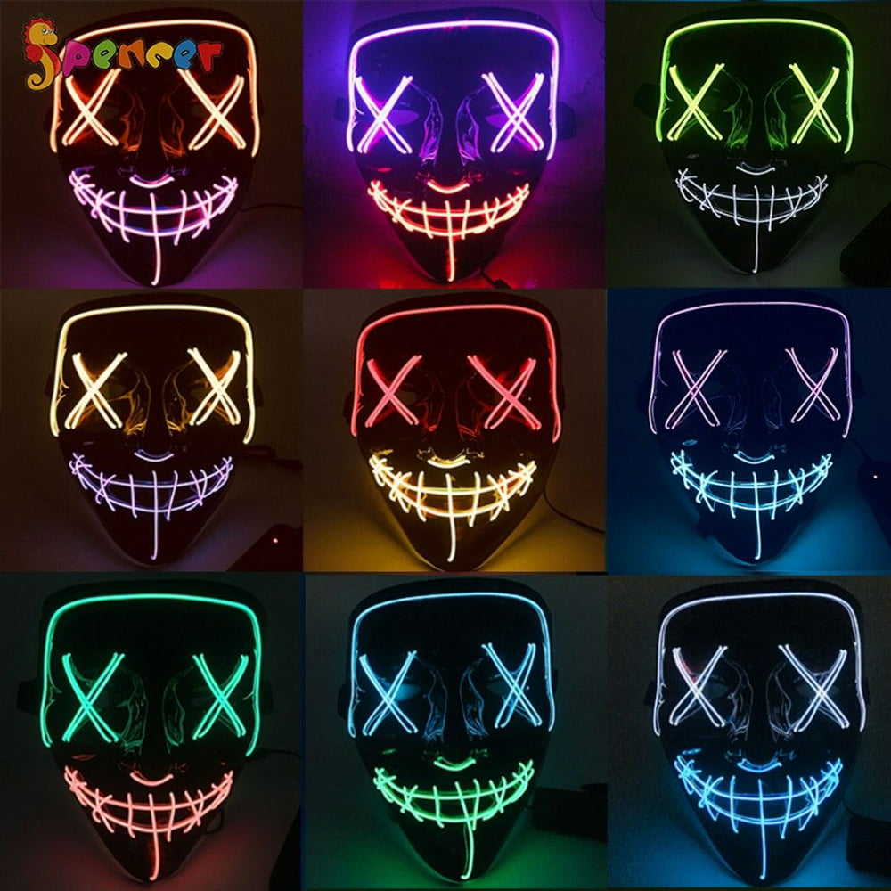 Spencer Halloween Led Glow Scary Mask El Wire Light Up The Purge Movie Cosplay Led Costume Mask 