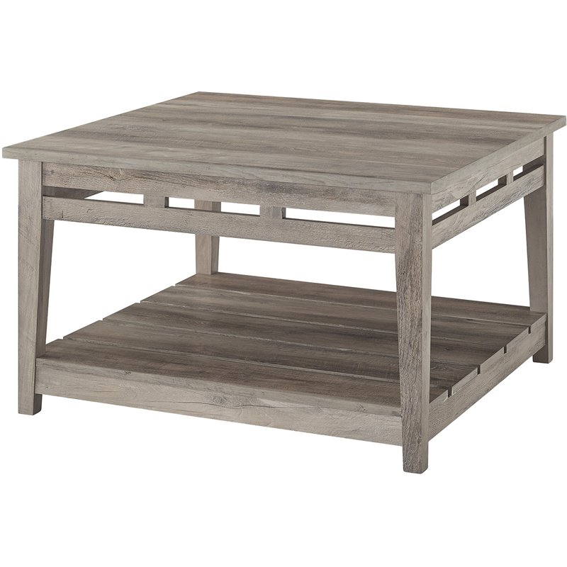 Parker 30" Farmhouse Square Coffee Table in Gray Wash
