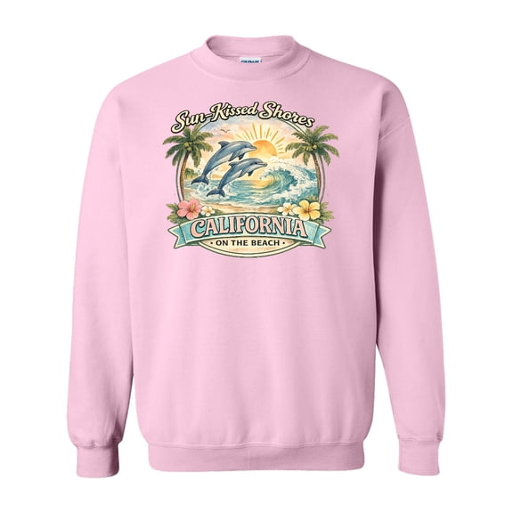 Inktastic California Beach Sun-kissed Shores Dolphins Preppy Adult Sweatshirt