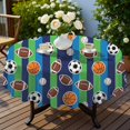 thumbnail image 4 of Football and Basketball Green Pattern Round Tablecloth 60"x60", Wrinkle Resistant Wipeable Table Cover for Kitchen Dining Room Picnic Patio and Party, 4 of 6