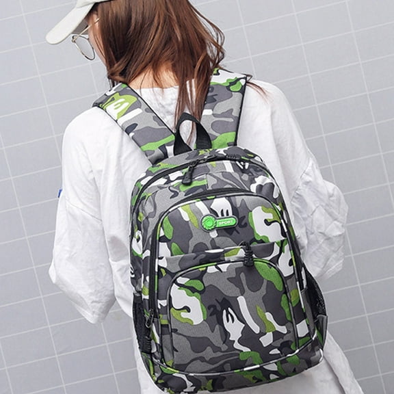 Loyerfyivos Teenage Schoolbag Camouflage Schoolbag Lightweight Schoolbag Travel Camp Outdoor Backpack Quality Pattern Waterproof Student Backpack (Small Size)