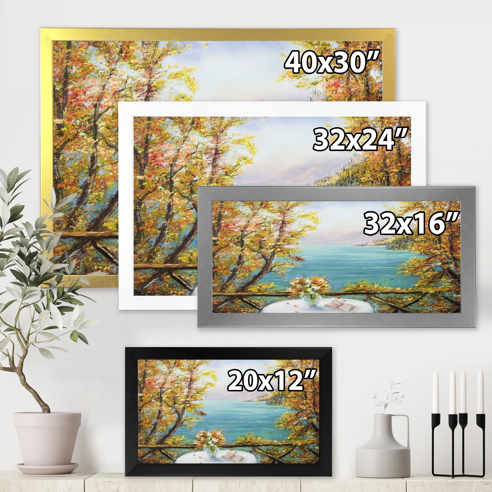 Designart 'The Blue Ocean View From Terrace' Nautical & Coastal Framed Art Print
