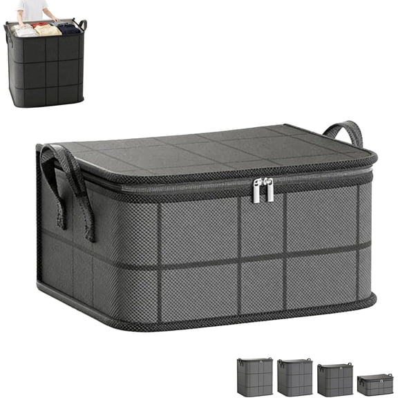 Dust-Proof Comforter and Bedding Organizer, New Large Foldable Clothes Organizer, Double Zipper Non-woven Fabric Storage Bags, Reinforced Handles, For Comforters Blankets (S(35 * 25 * 20))