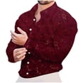 thumbnail image 2 of Jinhomg Men's Muscle Fit Dress Shirts Slim Fit Button Down Casual Shirt Lightweight Comfy Long Sleeve Lapel Collar Business Shirts Red XXL, 2 of 9