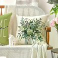 thumbnail image 5 of 4pcs Linen Throw Pillowcases, Eucalyptus Leaf Green Throw Pillow Covers, For Living Room Bedroom Sofa Home Decor, No Pillow Insert, 18*18in, 5 of 5